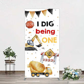 Lofaris I Dig Being One Construction Birthday Rectangle Backdrop